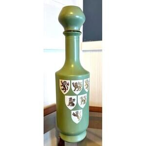 Vintage Old Fitzgerald Bourbon Green Glass Decanter Bottle w/ Cork